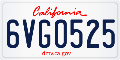 CA license plate 6VGO525