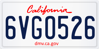 CA license plate 6VGO526