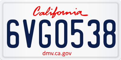 CA license plate 6VGO538