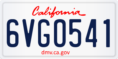 CA license plate 6VGO541