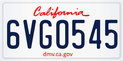 CA license plate 6VGO545