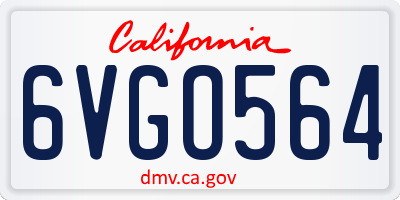 CA license plate 6VGO564