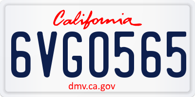 CA license plate 6VGO565