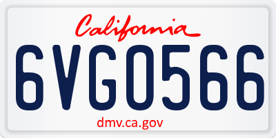 CA license plate 6VGO566