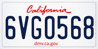 CA license plate 6VGO568