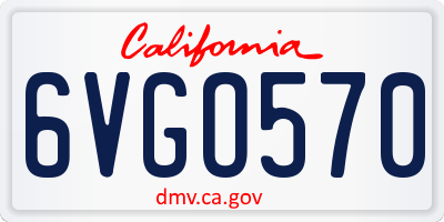 CA license plate 6VGO570