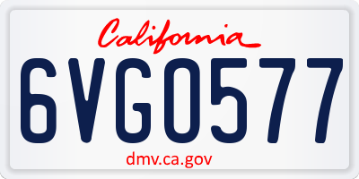 CA license plate 6VGO577