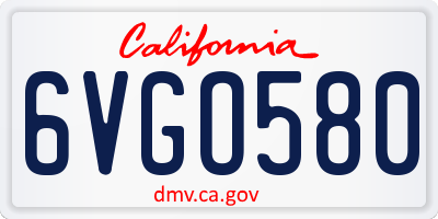 CA license plate 6VGO580