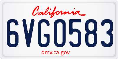 CA license plate 6VGO583