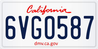 CA license plate 6VGO587