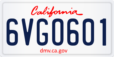 CA license plate 6VGO601