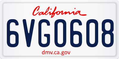 CA license plate 6VGO608