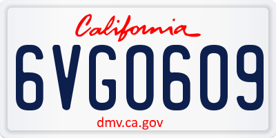 CA license plate 6VGO609