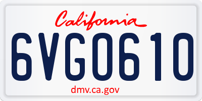 CA license plate 6VGO610