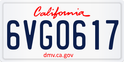 CA license plate 6VGO617