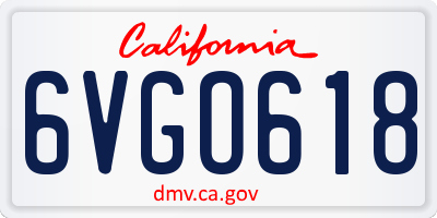 CA license plate 6VGO618