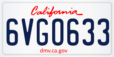 CA license plate 6VGO633