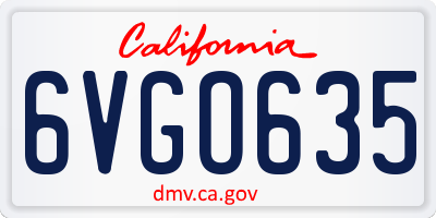 CA license plate 6VGO635