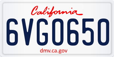 CA license plate 6VGO650