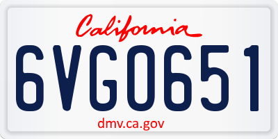 CA license plate 6VGO651