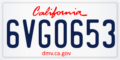 CA license plate 6VGO653