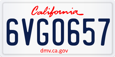 CA license plate 6VGO657