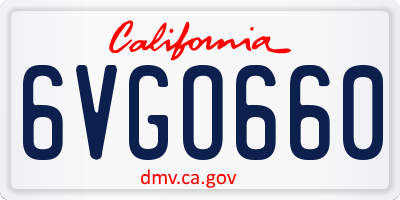 CA license plate 6VGO660