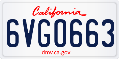 CA license plate 6VGO663