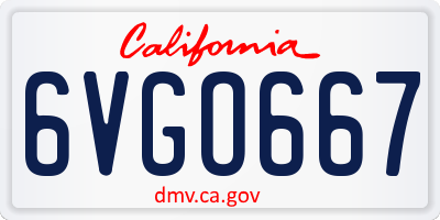 CA license plate 6VGO667