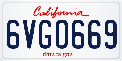 CA license plate 6VGO669