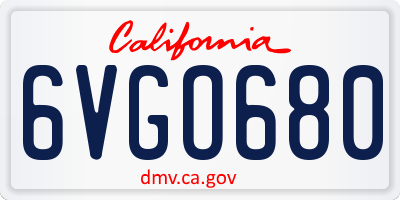 CA license plate 6VGO680