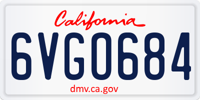 CA license plate 6VGO684