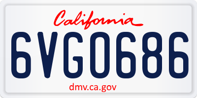 CA license plate 6VGO686