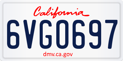 CA license plate 6VGO697