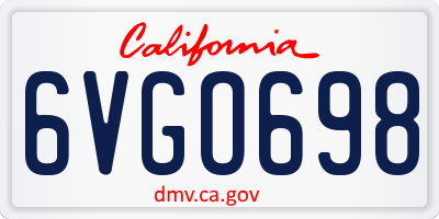 CA license plate 6VGO698