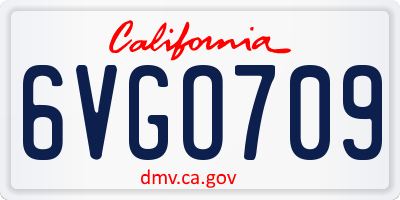 CA license plate 6VGO709