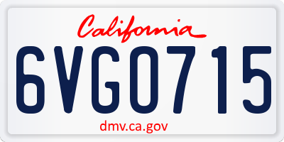 CA license plate 6VGO715