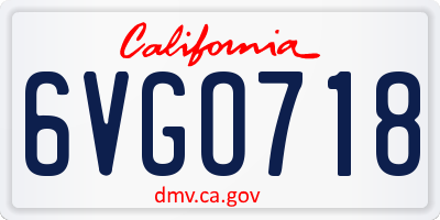CA license plate 6VGO718
