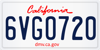 CA license plate 6VGO720