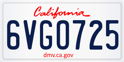 CA license plate 6VGO725