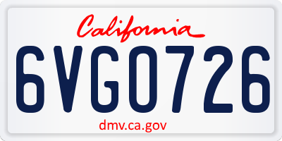 CA license plate 6VGO726