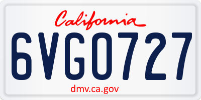 CA license plate 6VGO727