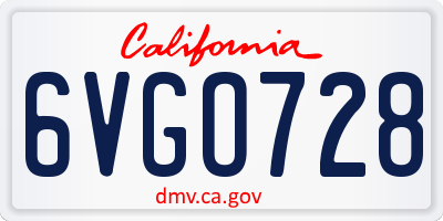 CA license plate 6VGO728