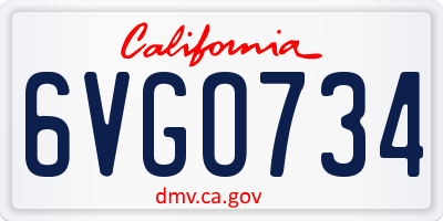 CA license plate 6VGO734