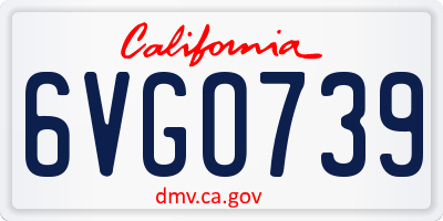 CA license plate 6VGO739
