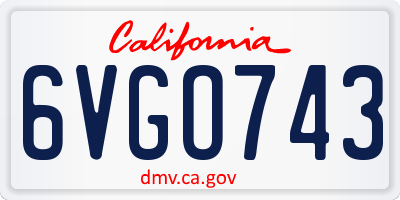 CA license plate 6VGO743
