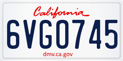 CA license plate 6VGO745