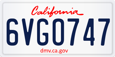 CA license plate 6VGO747