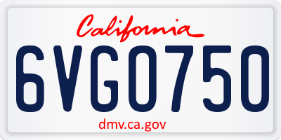 CA license plate 6VGO750