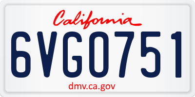 CA license plate 6VGO751